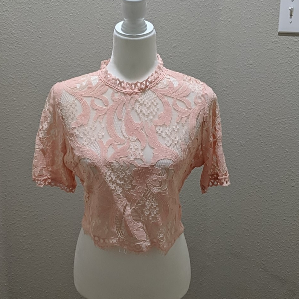 Peach Lace Top